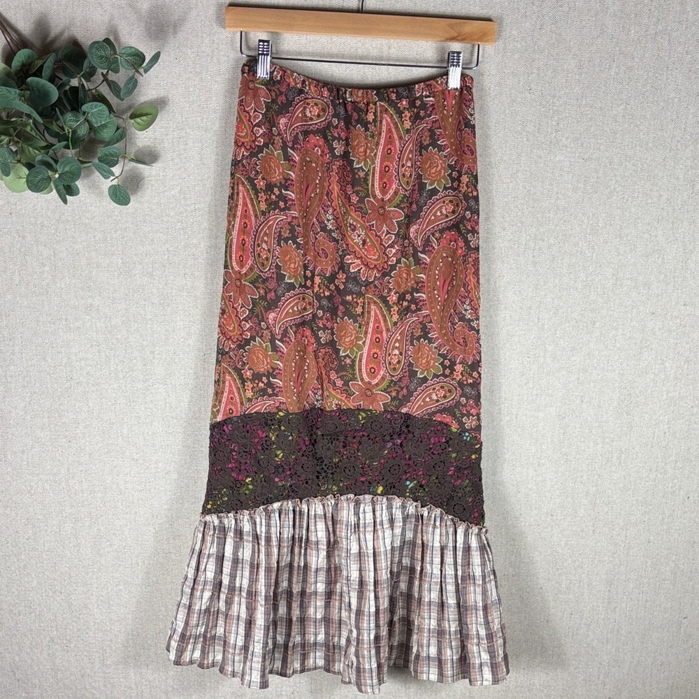 Sundance > Silk Paisley and Plaid Maxi Skirt XSP